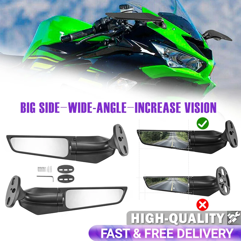 Universal Large Motorcycle Modified Wind Wing Adjustable Rotating Rearview Side Mirror Fit For BMW Honda Suzuki Yamaha Kawasaki