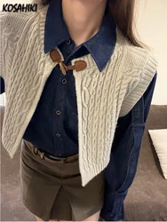 2024 New Fashion Harajuku Denim Women Blouse Y2k Aesthetic Loose Casual Single Breasted Blusas Solid Streetwear All Match Shirt