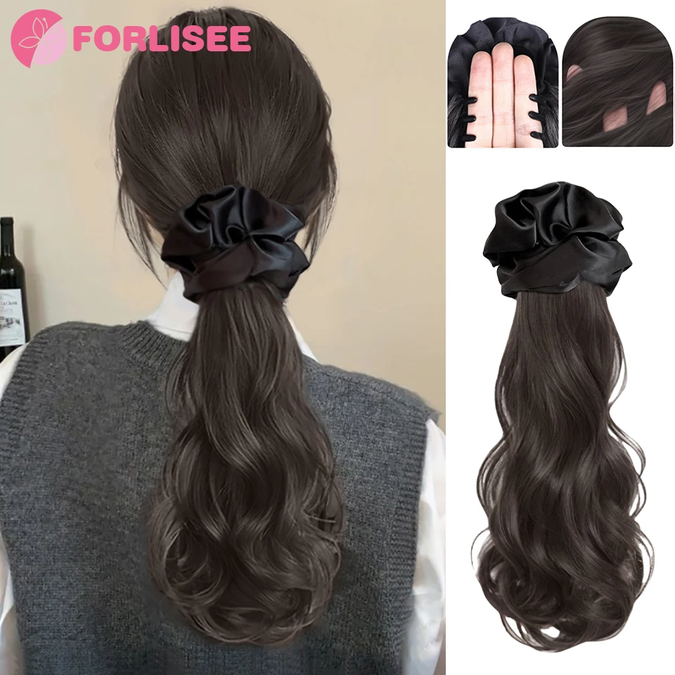 Black Hair Ring Claw Clip Synthetic Autumn And Winter Temperament Korean Style Layered Curly Ponytail Low Tie Natural Ponytail