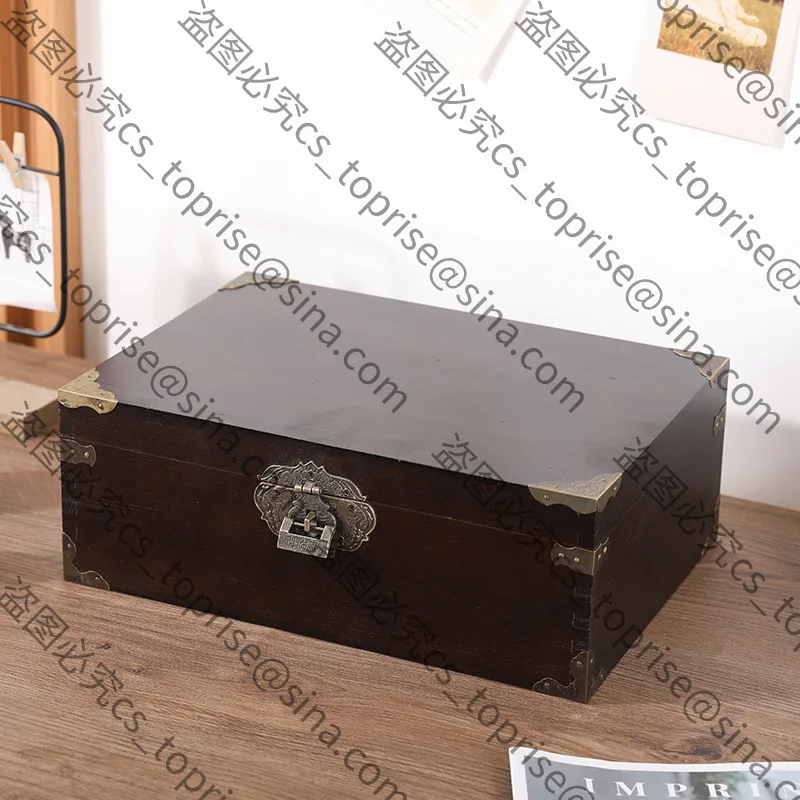 Suitable for Solid Wood Jewelry Box Wooden Box StorageBox with Lock SmallBox SealBox Retro Desktop Storage