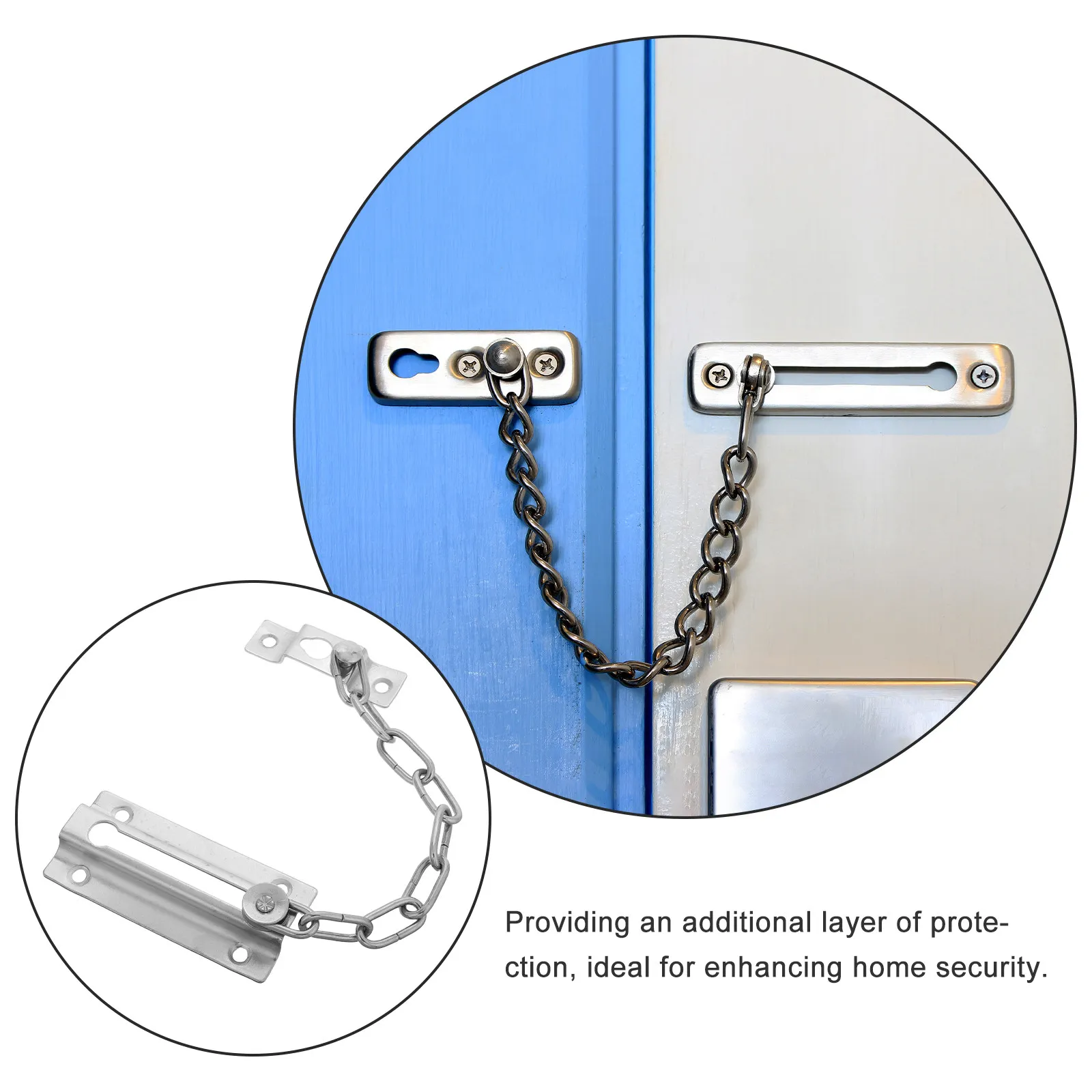 Heavy Duty Stainless Steel Anti-Theft Door Chain Lock Precision Welded Security Chain for Front Interior Apartment Hotel Doors