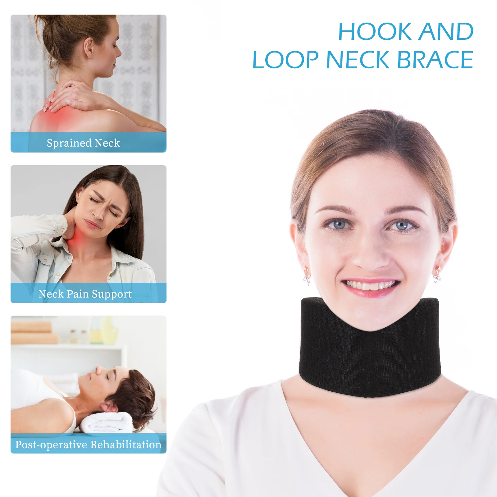 ROSENICE Neck Brace Neck Immobilizer Cervical Collar Spong Adjustable Neck Support Massager Belt Health Care