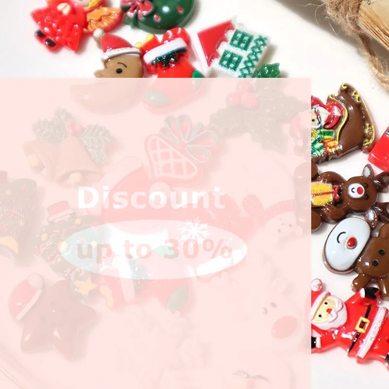 [10/30Pcs Mix Designs Resin Christmas Series Flat Back Scrapbooking DIY Jewelry Craft Decoration Accessories]