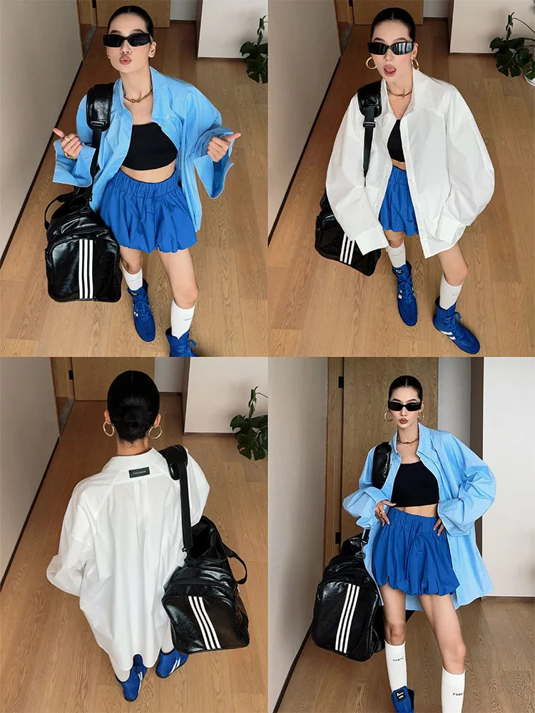 

CIZZLEMORE Женская повседневная рубашка из чистого хлопка с плотной текстурой, свободного кроя, с длинными рукавами, верхняя одежда