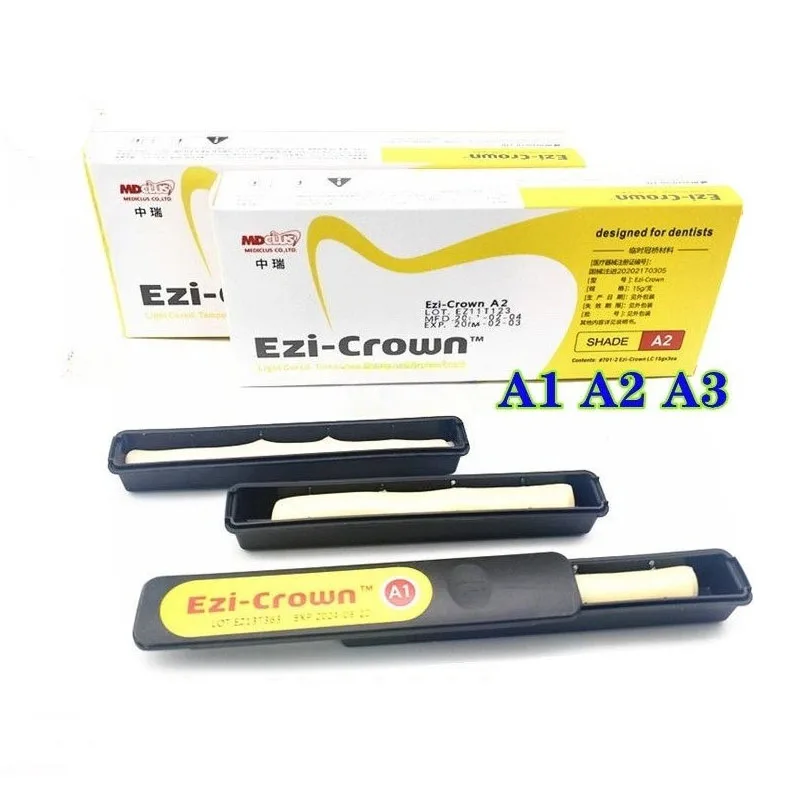 Dental Temporary Crown Material A1/A2/A3 Light Cured Temporary Crown and Bridge Resin Temp Inlay Relining Oral Dental Material