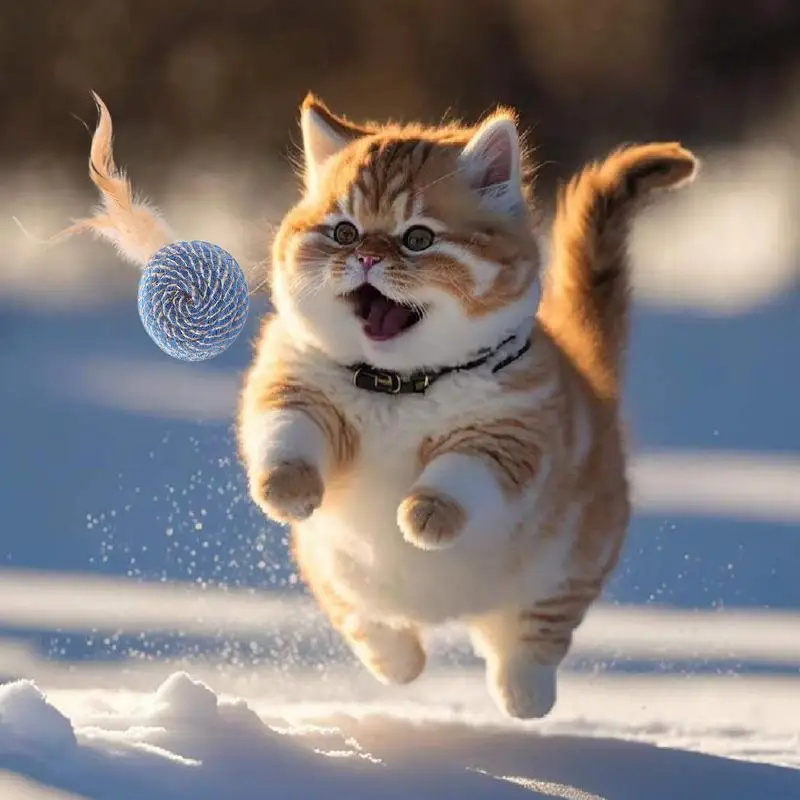 Cat Feather Ball Toy Soft Cat Toy Funny Cat Ball Cat Teaser Toy Kitten Teething Toy Cat Feather Toy For Cat Teasing Hunting