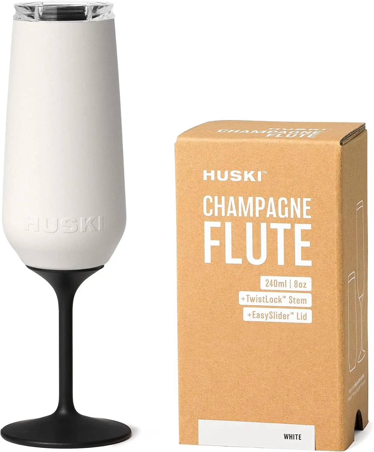 

Champagne Flute | Award-Winning Design | Detachable Stem | Stainless Steel Tumbler | 8oz | White