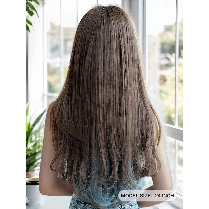 Europese en Amerikaanse pruiken Qi pony lang steil haar pruiken Festival Cosplay dragen hoofddekselpruiken van chemische vezels