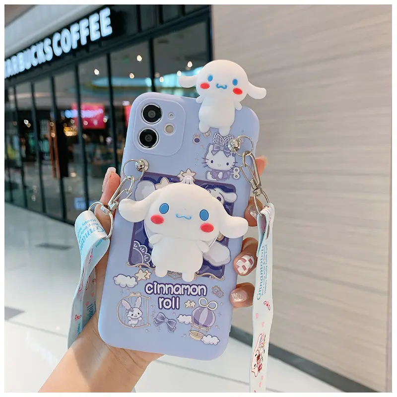 Iphone15Promax Cute Anime Sanrio Cinnamoroll Kawaii Phone Case for Iphone14Plus 13 12 Mobile Phone Case with Lanyard Accessory