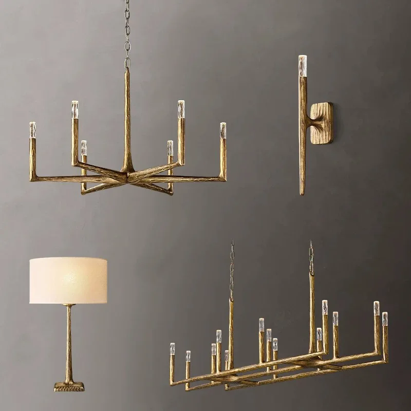 

American LED Home interior lighting, full copper crystal chandelier lustre, suitable for living room, dining room ceiling