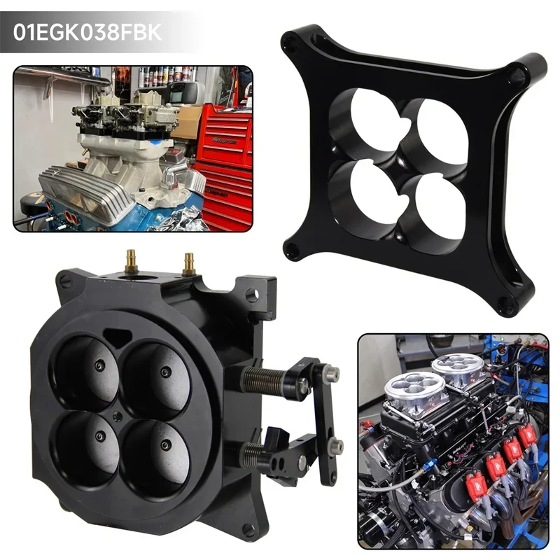 CNC 1000CFM 4150 شفة المكربن خنق الجسم 1.75 "الأساسية 4 برميل ث/1" تشكيله المكربن فاصل الألومنيوم الأسود