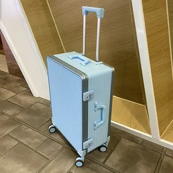 New Brand Fashion Luggage Japanese style  20/24/28 inch ins mute wheel boarding travel suitcase aluminum frame trolley luggage