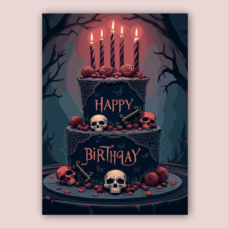 بطاقة عيد ميلاد قوطية، بطاقة عيد ميلاد جمجمة رعب، بطاقة عيد ميلاد الهالوين، بطاقة هدايا عيد الميلاد، بطاقة عيد ميلاد للعائلة أو الأصدقاء