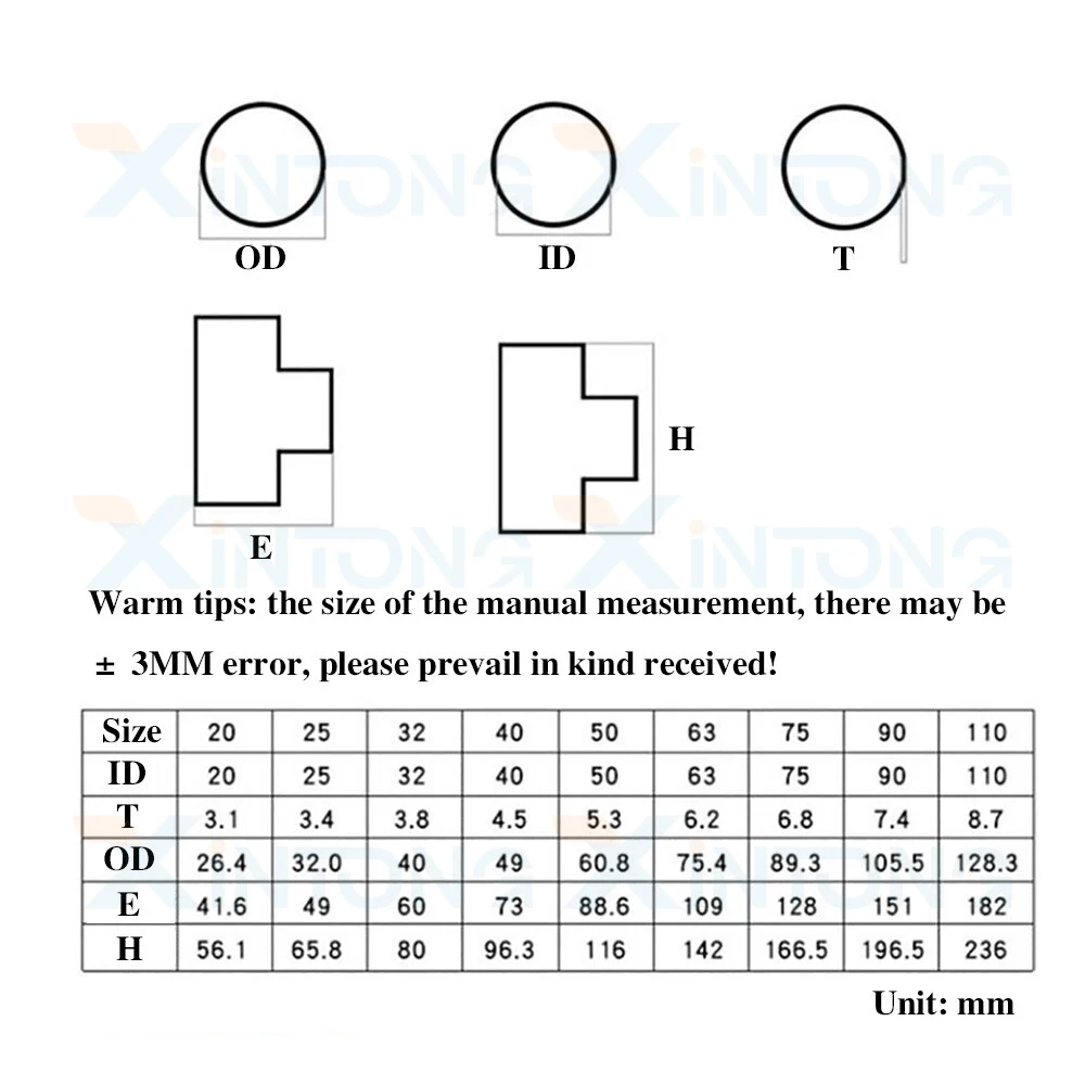 1 قطعة UPVC شفافة المحملة وصلة أنابيب ID 20/25/32/40/50/63/75/90/110 مللي متر T-شكل 3-Way متساوية المناسب اقتران موصل جزء