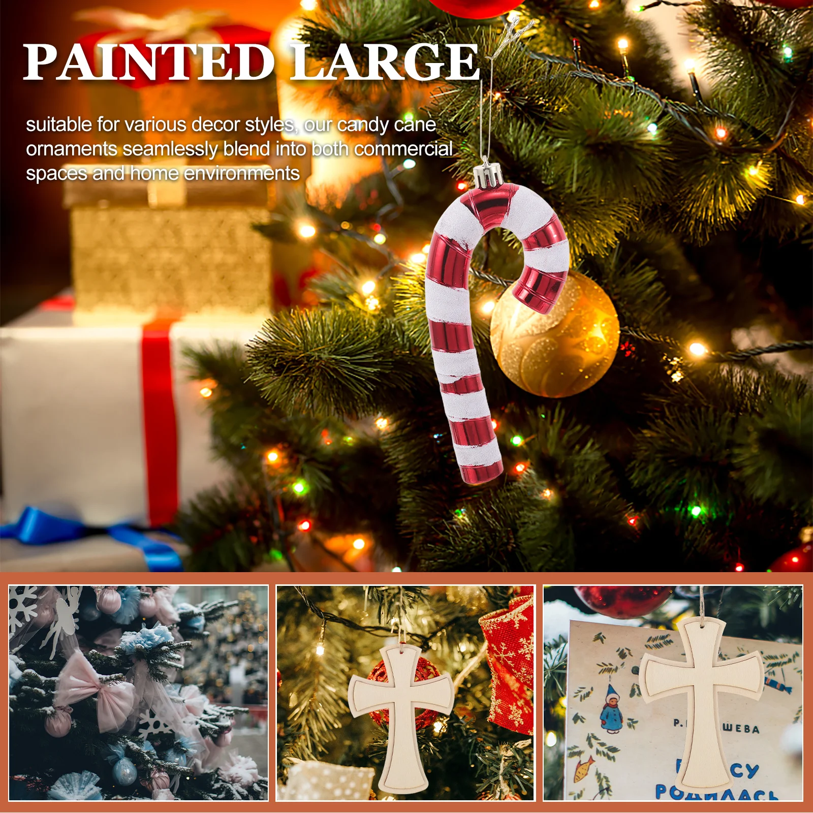 

6 Pcs Candy Tree Ornament Holidays Cane Christmas Decorations Xmas Ornaments Decorative Canes Indoor Outdoor Large