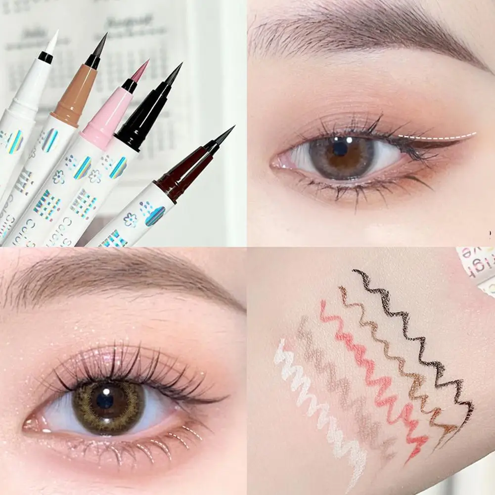 Caneta delineadora líquida sedosa, secagem rápida, à prova d'água, suor, longa duração, delineador suave, deitado, bicho da seda