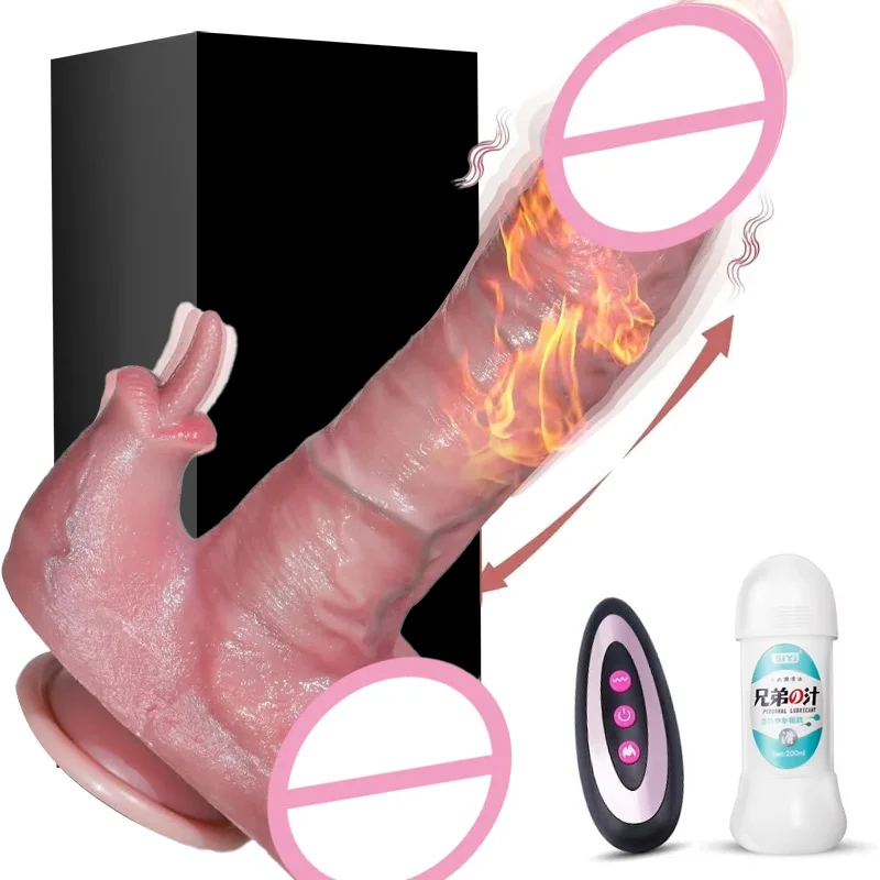 Women Realistic Dildos  Artificial Penis Heating Telescopic Vibrator Strong Suction Cup Anal Vaginal Adult Masturbator Sex Toys