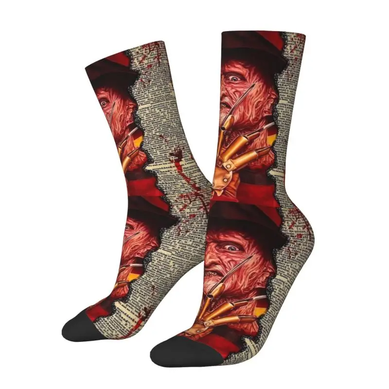 Horror Movie Character Dress Socks Men's Women's Warm Funny Novelty Halloween Film Crew Socks