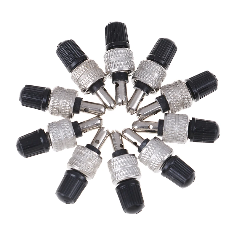 10PCS Bike Wheel Tire Valve Core With Cap Nickel Plated Brass MTB Mountain Road Bicycle Zinc Alloy Valve Ultralight