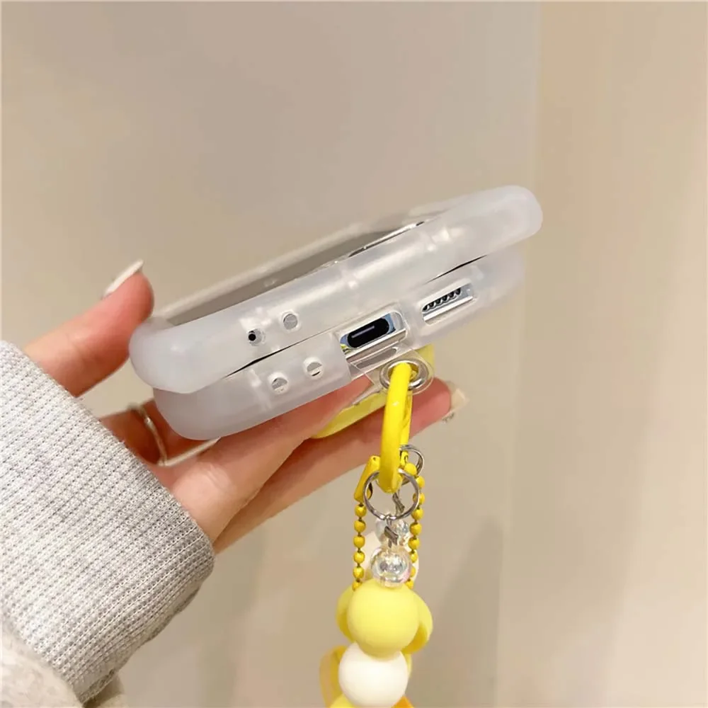 Kawaii Sanrios Hello Kitty My Melody 3D Cat Ear with Lanyard Phone Case for Samsung Galaxy Z Flip 3 4 5 6 5G PC Hard Back Cover image 6