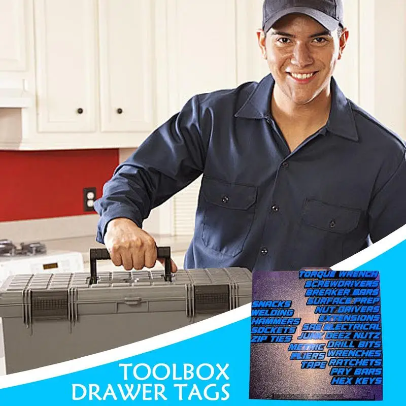 

Magnetic Toolbox Labels Tool Box Organizer Sticker High Recognition Reusable 3D Toolbox Tags For Cabinet Shop Warehouse Drawer