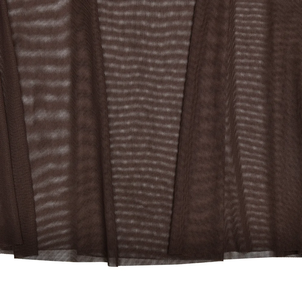 TWOTWINSTYLE Sexy Spliced Sheer Mesh Hem Dress for Women V Neck Sleeveless High Waist Folds Bodycon Perspective Dresses Female