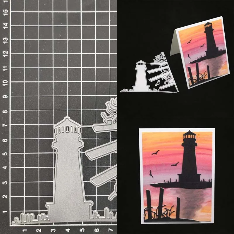 

Metal Cutting Dies Lighthouse Stencil DIY Scrapbooking Album Paper Card Template Mold Embossing Craft Decoration