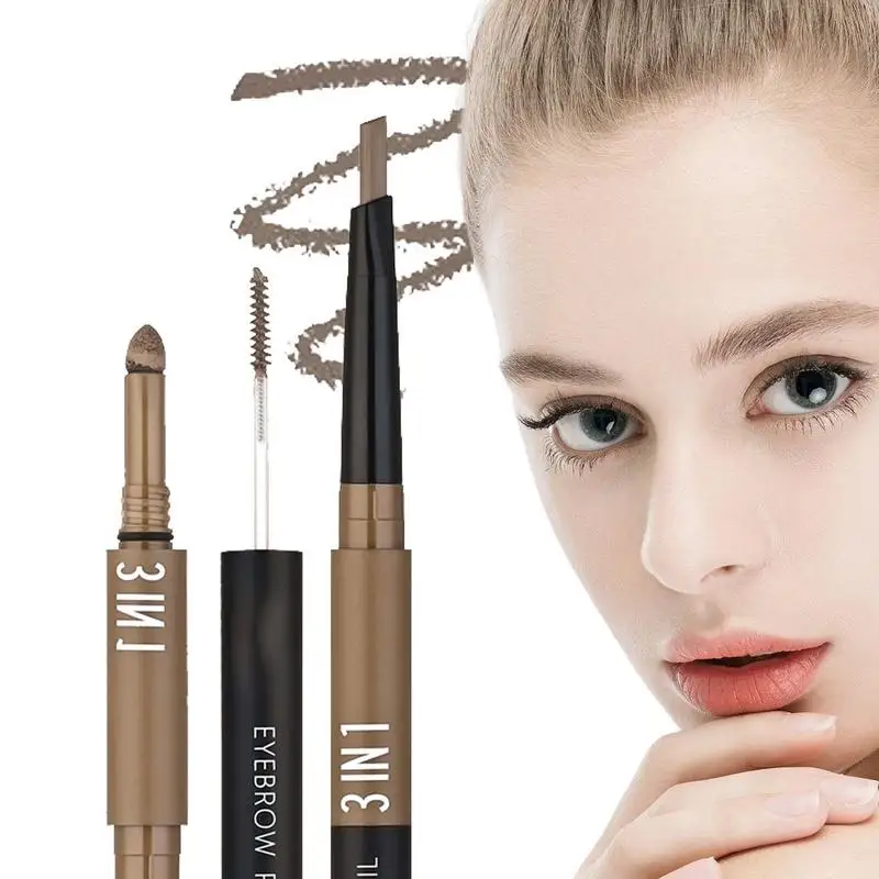 Triangle Eyebrow Pencil Brow Pencil Double-Head Natural 3-in-1 Waterproof Long-lasting Makeup Accessories Eyebrow Tool for Fine