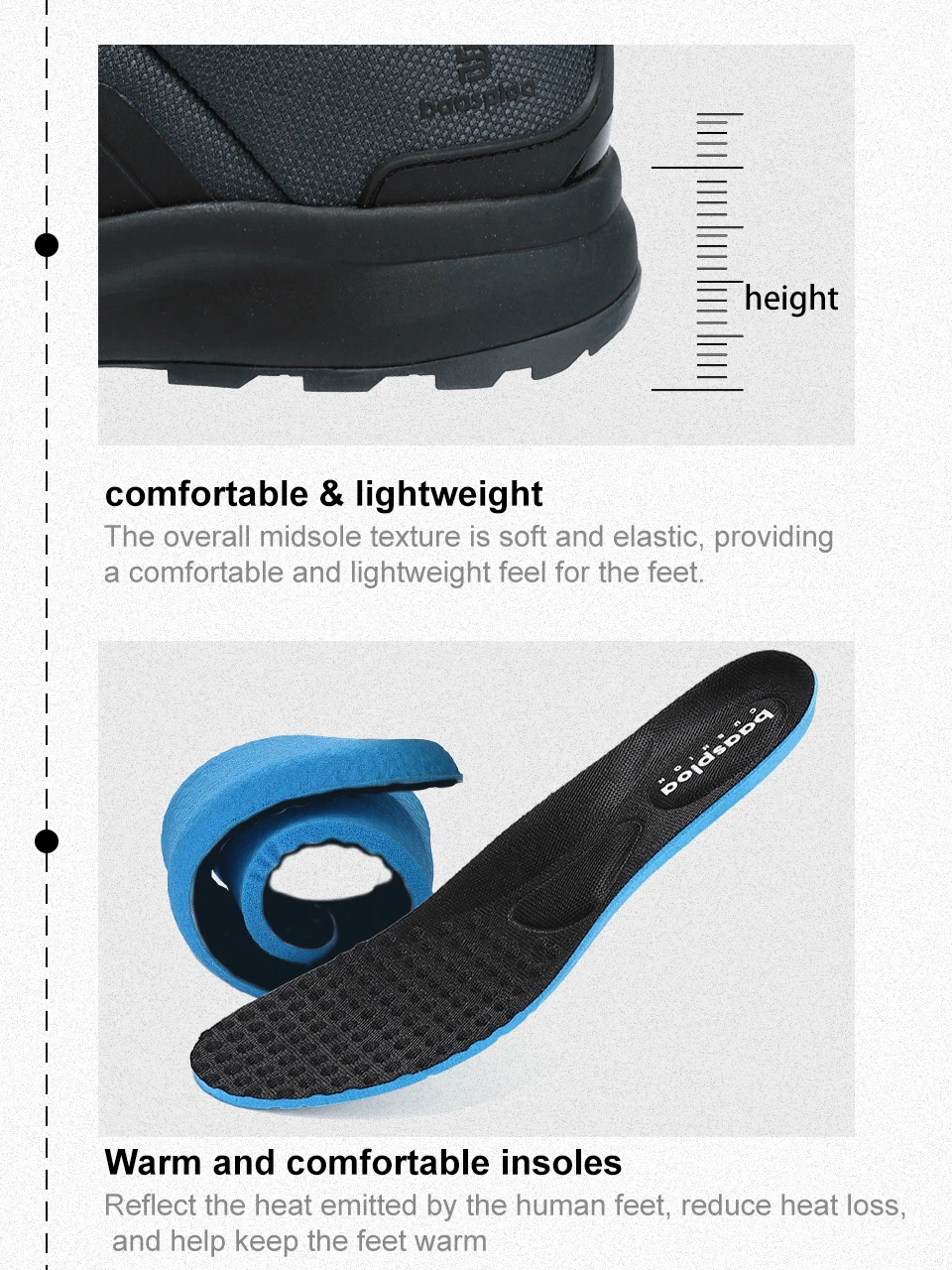 Baasploa Männer Wandern Turnschuhe Litschi Leder Hohe Qualität Männlichen Trekking Klettern Turnschuhe Nicht-slip Luxus Designer Outdoor Schuh – Detail 7