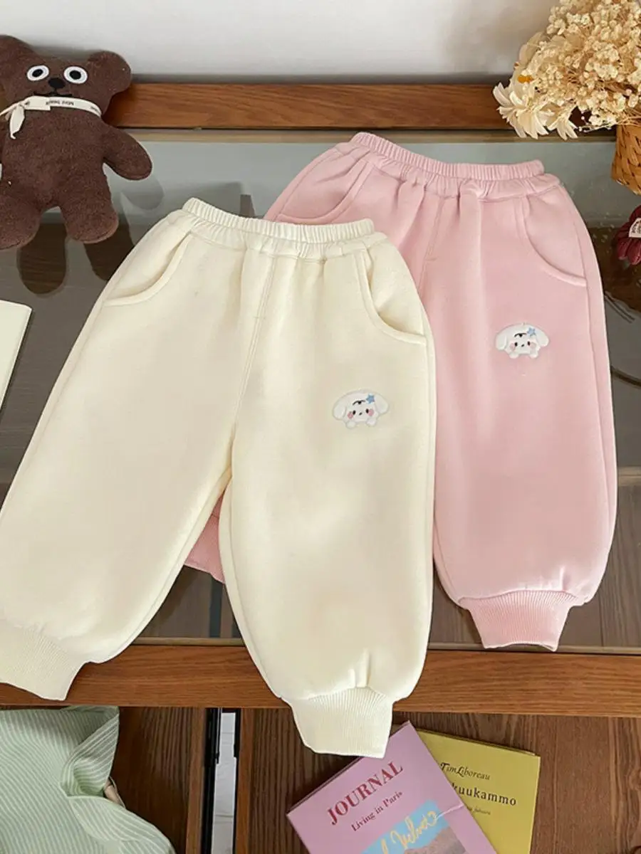 Pantaloni Invernali per Bambini Thiened Fce, Nuova Versione Coreana per Ragazze, in Velluto di Agnello con Cartoni Animati, Casual con Risvolto