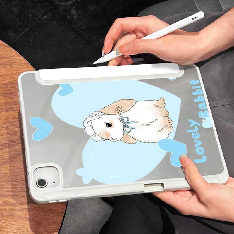 Cover Pencil Holder Funda for IPad Pro 10.5 IPad 10th Gen Air 5th 4th 10.9 Pro 11 Inch IPad Mini6 8.3 Lovely Loppy Eared Rabbit