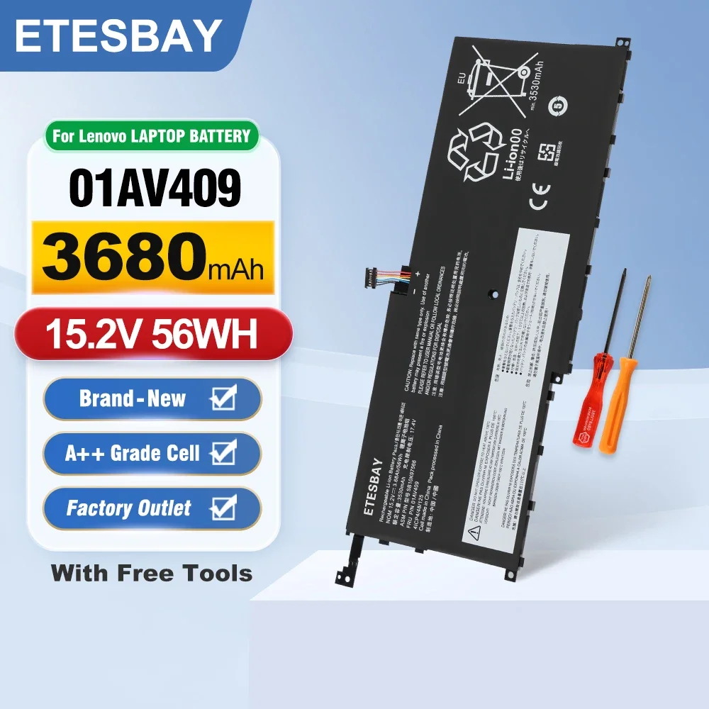 ETESBAY 01AV439 01AV410 For Lenovo ThinkPad X1 Carbon Gen 4 2016 Series 01AV409 4ICP4/48/125 SB10K97566 Laptop Battery 56WH