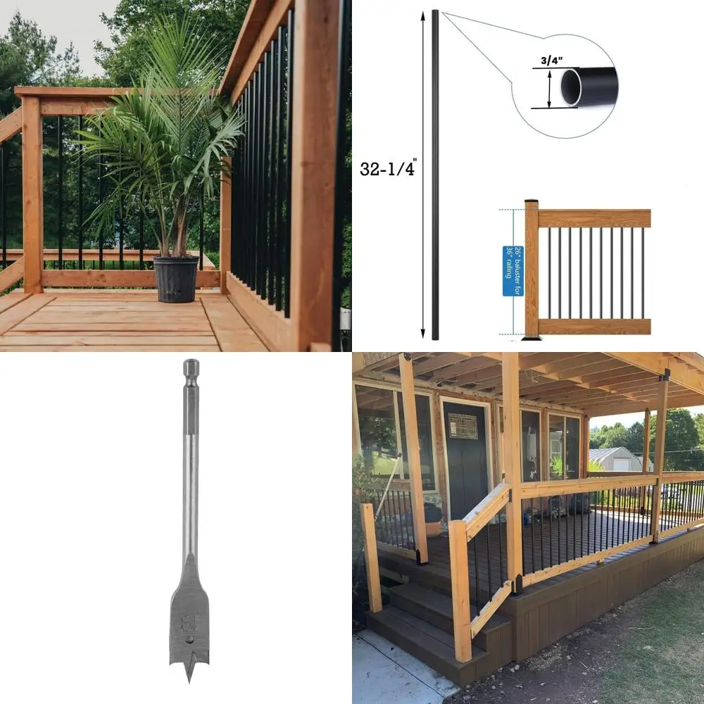 

60-Pack 36 3/4 Round Metal Deck Balusters for Staircase, Hollow Black Railing Spindles