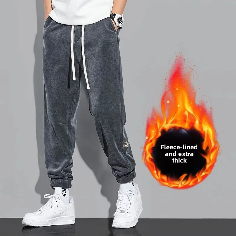 

Мужская рабочая одежда, вельветовые брюки на подкладке, брюки для труда, легкие зимние повседневные свободные брюки с эластичной резинкой на талии