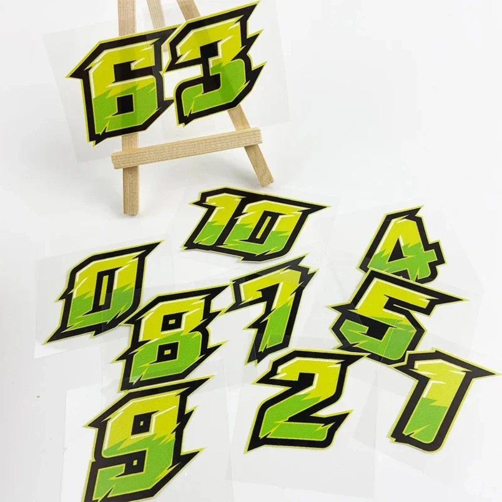 

2Pcs Green Racing Number Waterproof Vinyl Sticker, Decal for Motorcycle Helmet Fuel Tank Scooter Bike Decor
