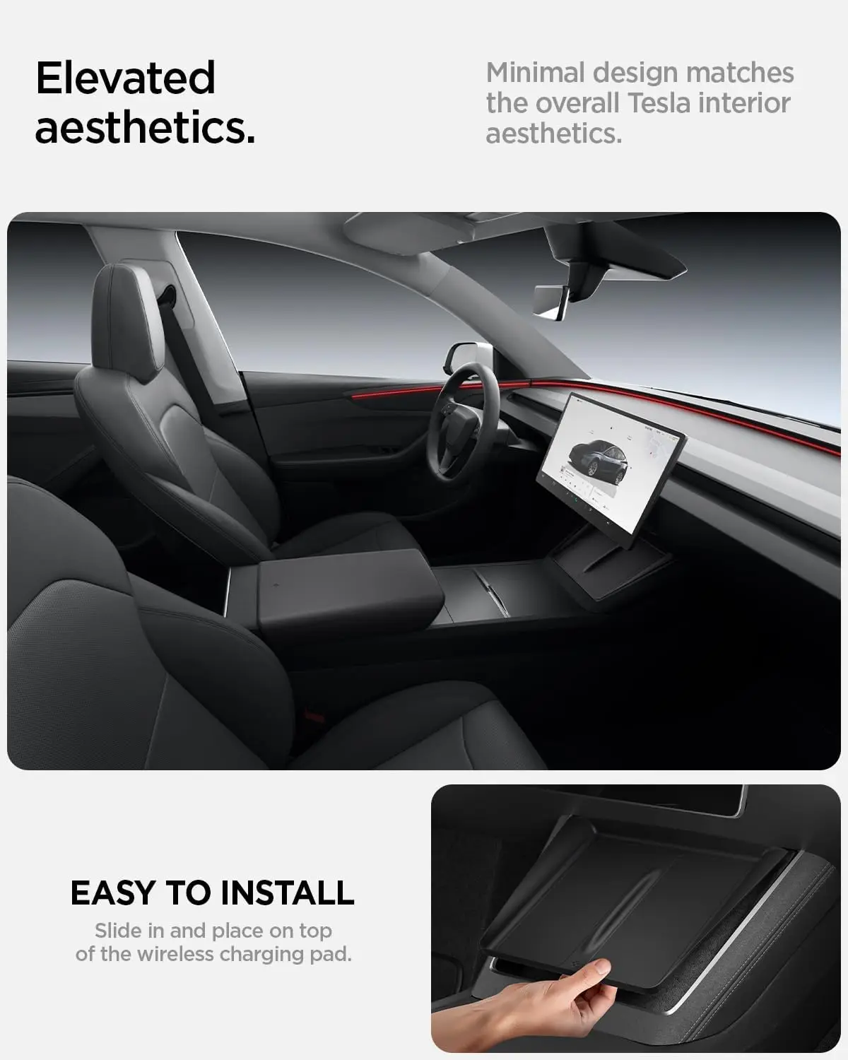 Ultradünne kabellose Ladestation [Freie Ladefläche] Schützende Silikonmatte für Tesla Model Y/YL Juniper Model 3 – Detail 6