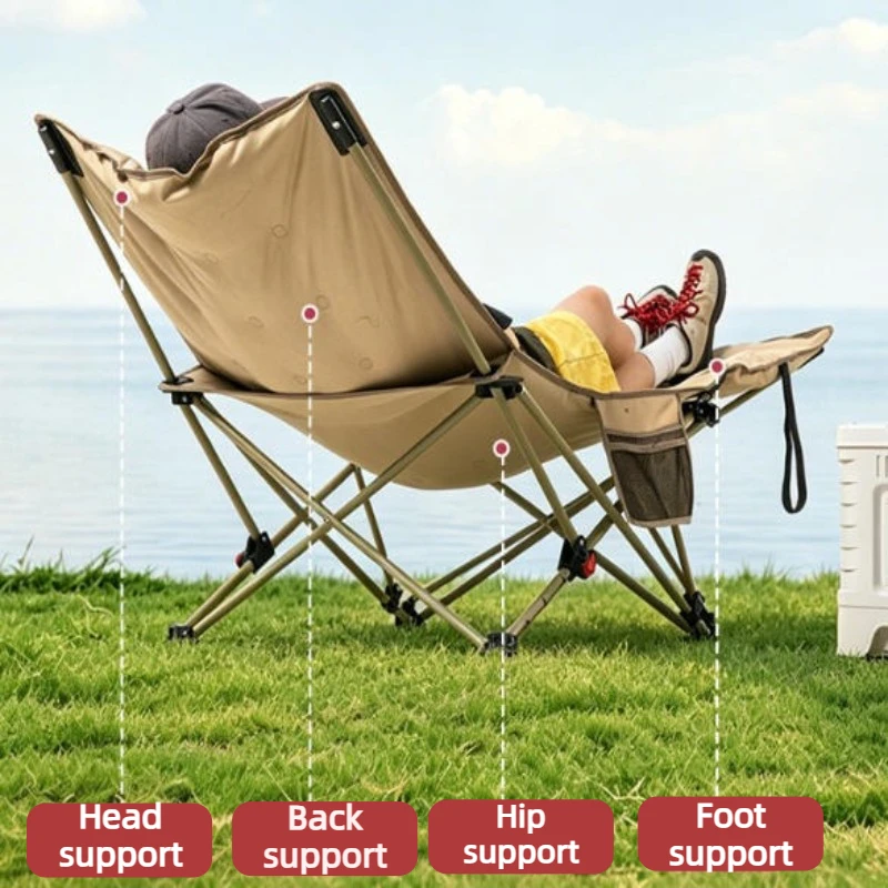 Outdoor Folding Lounge Chair Portable Folding Four-speed Adjustment Comfortable Load-bearing Camping Chair Beach Nature Hike