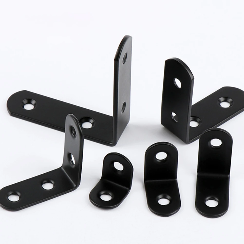 

20pcs Stainless Steel Corner Brackets Black 20x20x16mm L Shape Shelf Support Heavy Duty Home Furniture Hardware Fixings