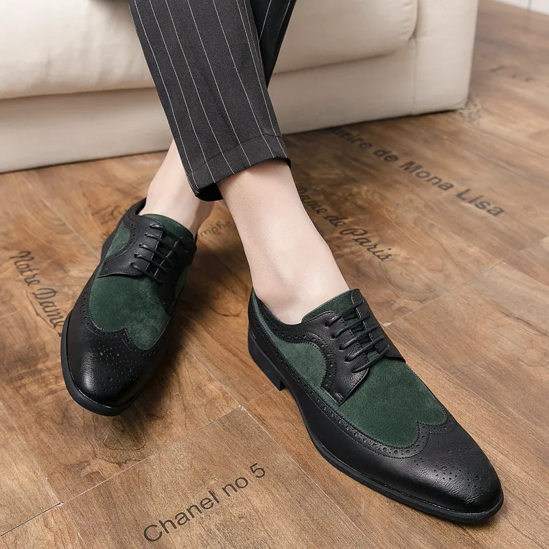 

Men Vintage Block Shoes Black Brown Lace up Business Office High Quality Formal Shoes Gentleman Social Shoes Size 38-48 Men Shoe