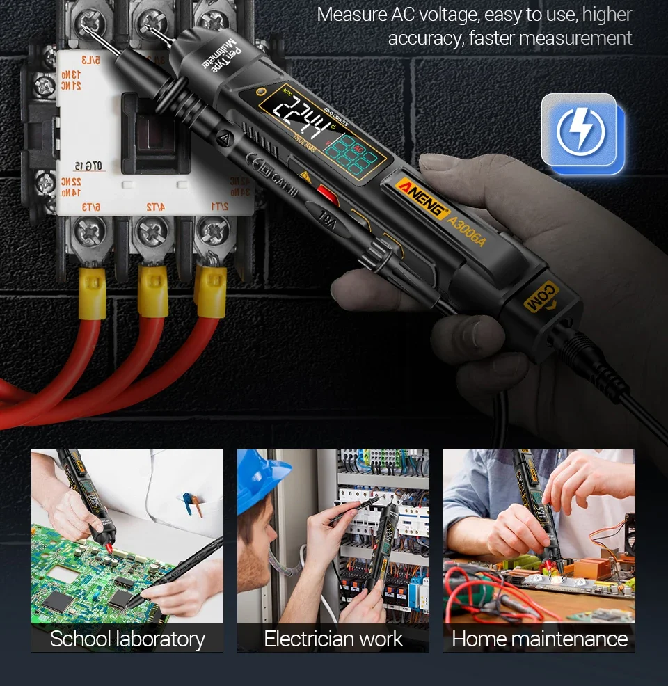 ANENG Digital-Multimeter-Teststift, 4000 Zählungen, AC/DC-Spannung, A3006A, berührungsloser induktiver Strom, Hz-Dioden-Widerstandstester – Detail 5