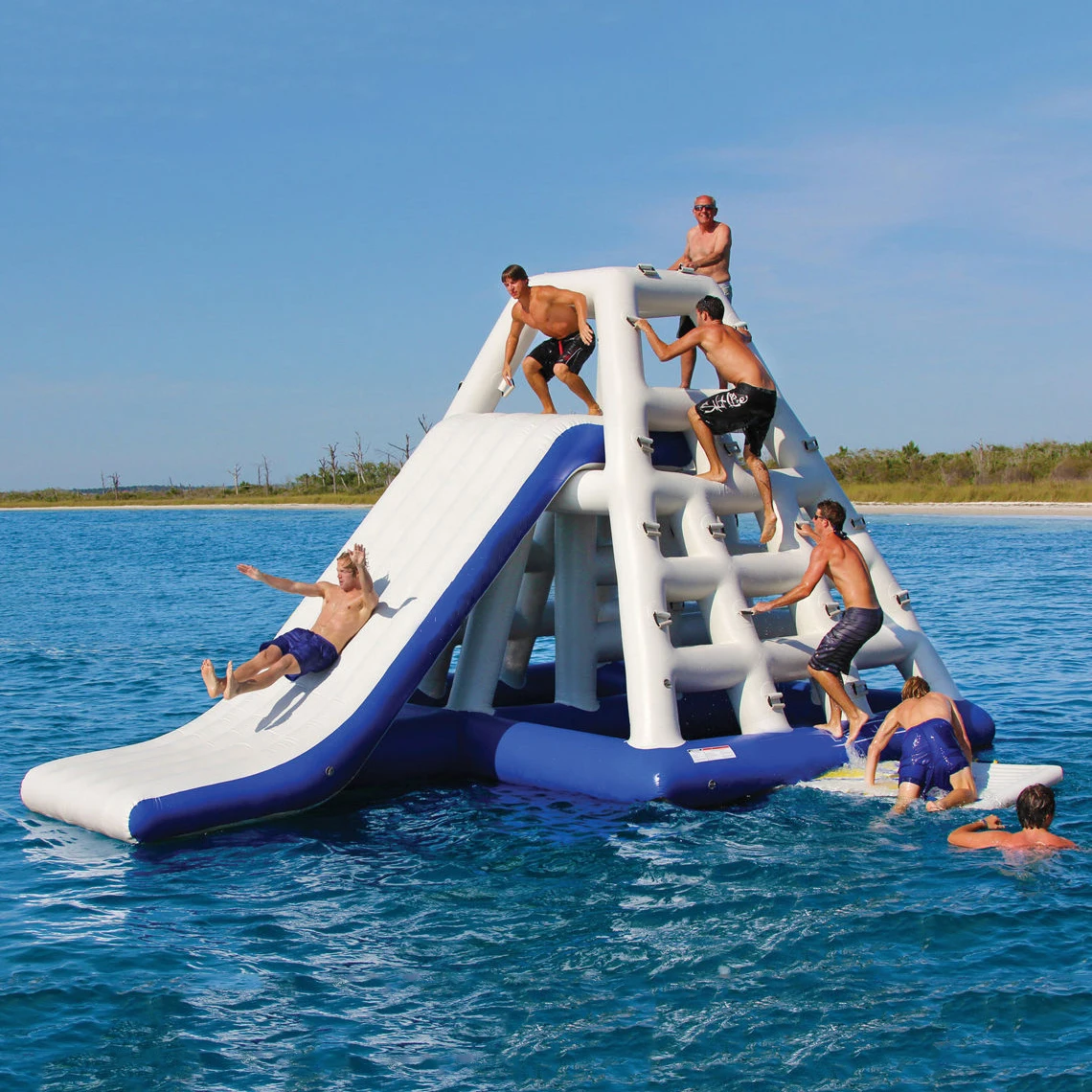 Gioco d'acqua gonfiabile torre di arrampicata galleggiante con scivolo parco giochi divertimento per adulti e bambini