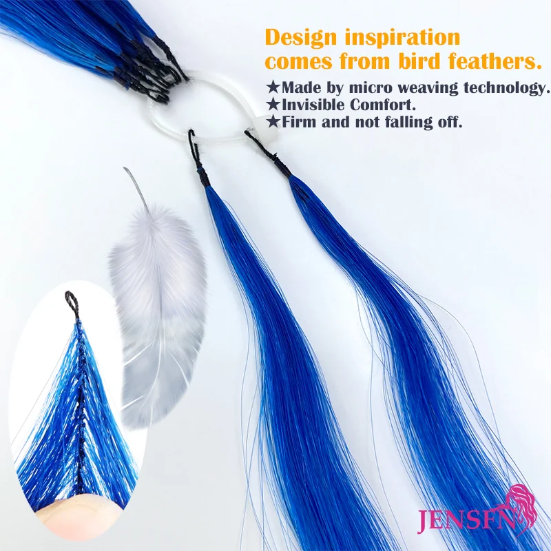 JENSFN Micro feather new hair extensions Human Hair Straight Hand knitting  20 Inch 0.8g/Strand Color Hair salon supplies