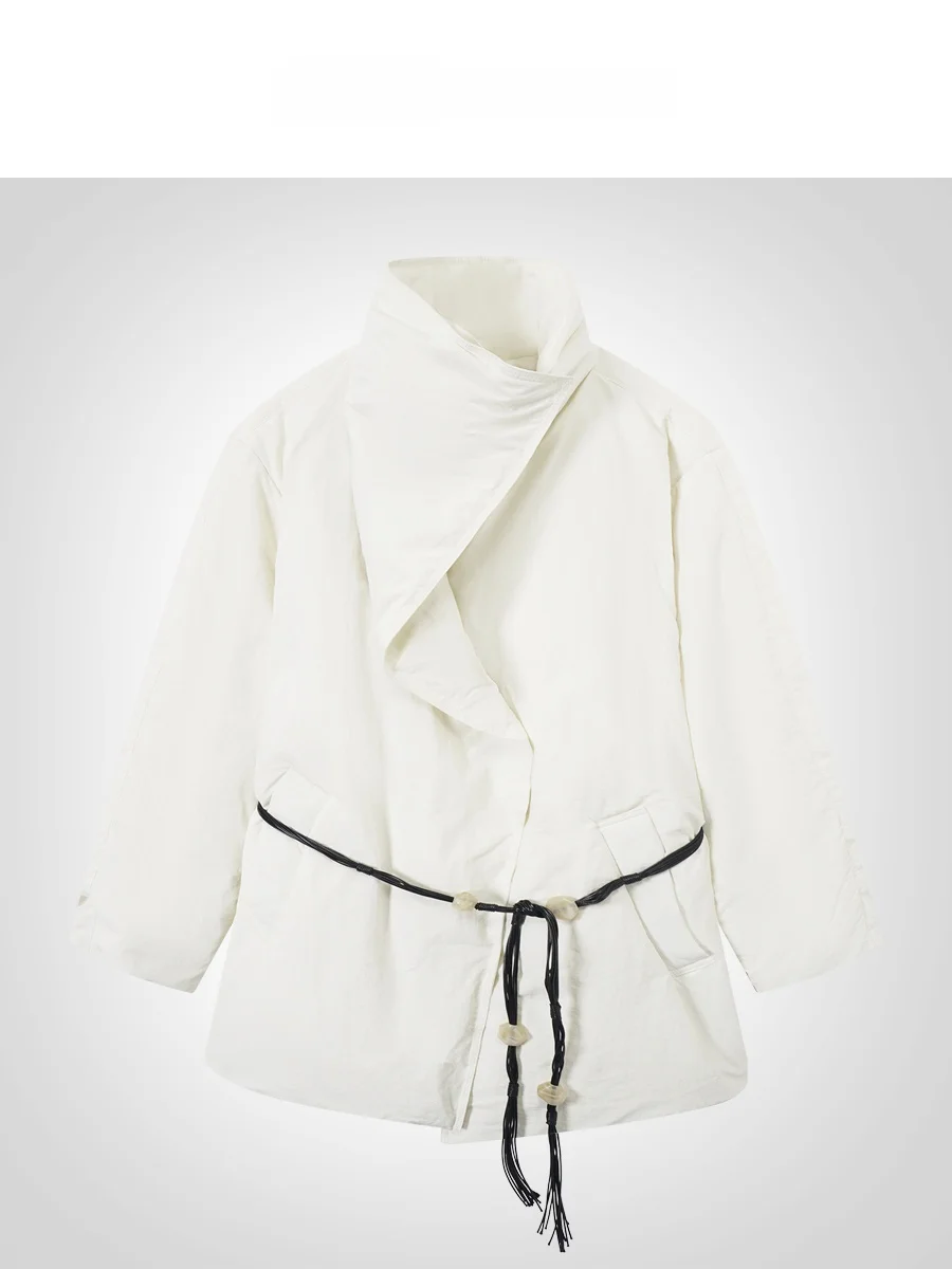 

Женская пуховая куртка IAMCPLUS 2025AW без капюшона, свободного кроя, с поясом, повседневная, теплая, с наполнителем из 90% пуха