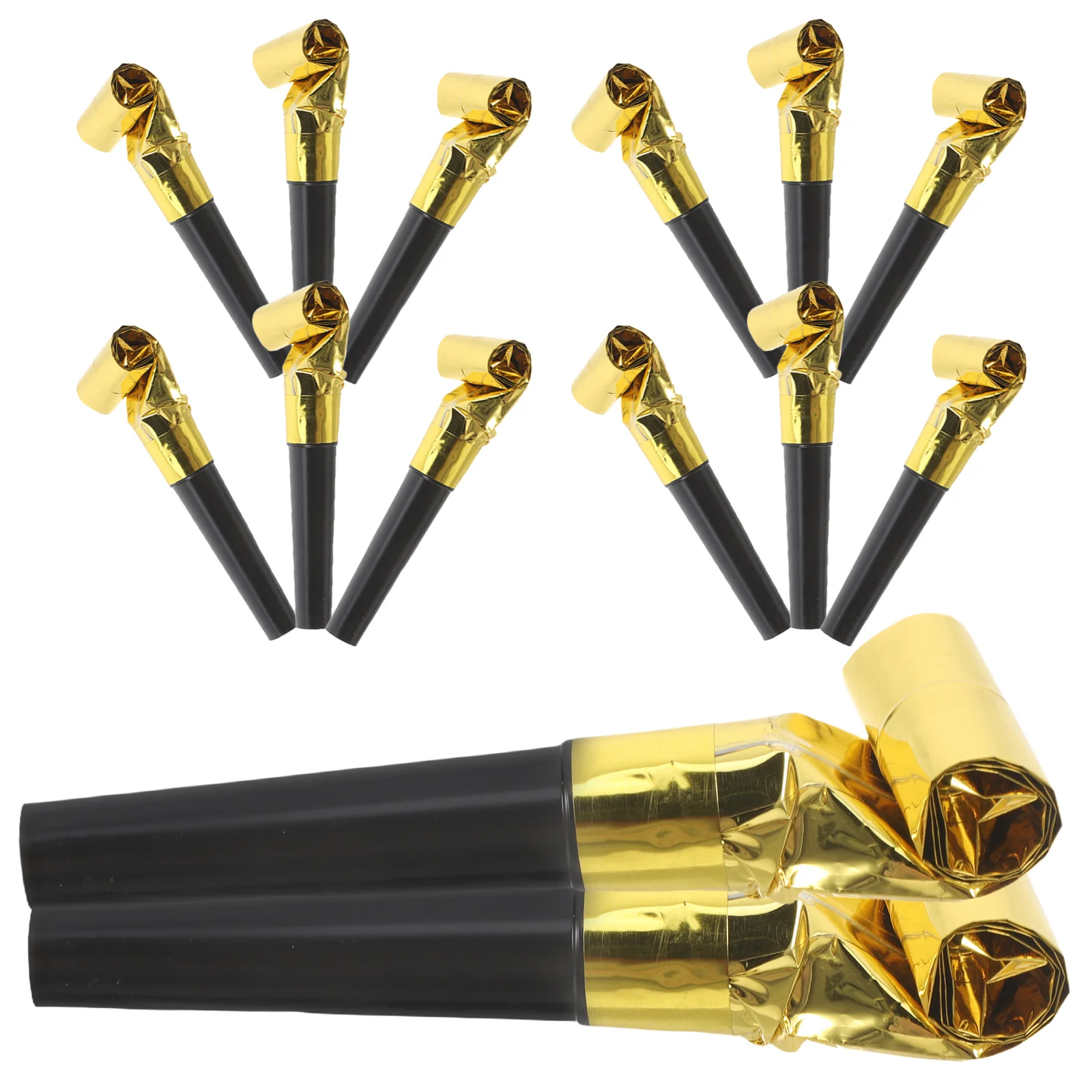 

100pcs Blowing Dragon Party Atmosphere Blowouts Noisemakers Black Gold Birthday Party Supplies Favor Toy Horn Musical