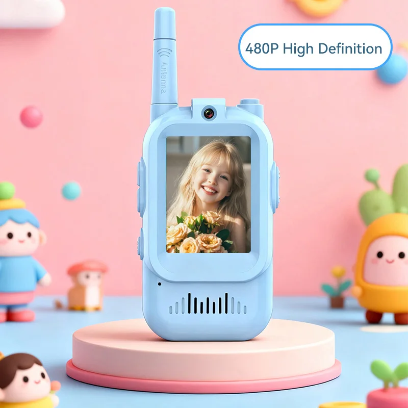 Video Walkie Talkies for Kids 2 Pack Rechargeable Intercom Walkie-talkie Cute 2 Inch Screen One-Click Call Child Video Intercom