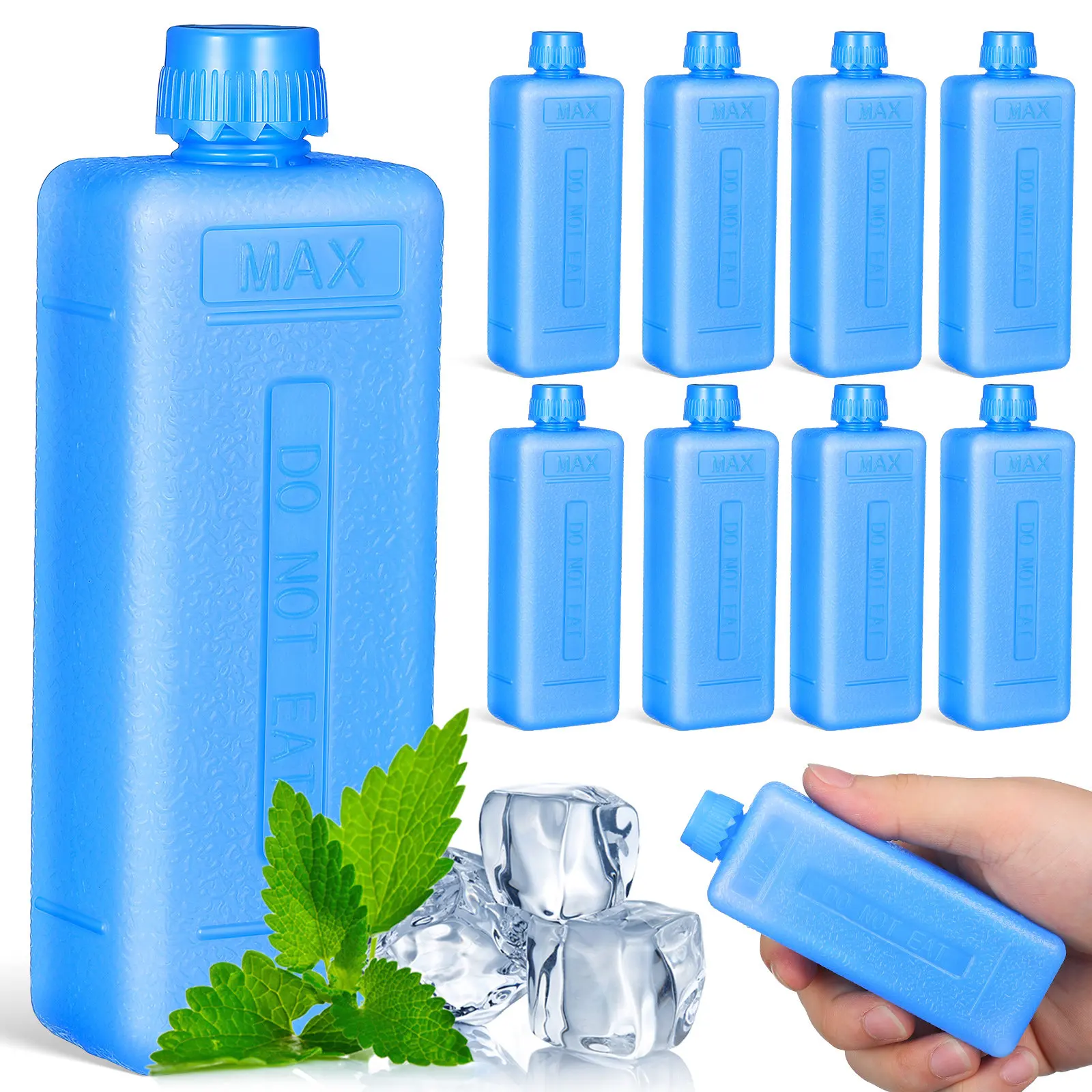 10 Pcs Small Freezer Blocks Reusable Ice Bricks Cooler PE Portable Air Conditioner
