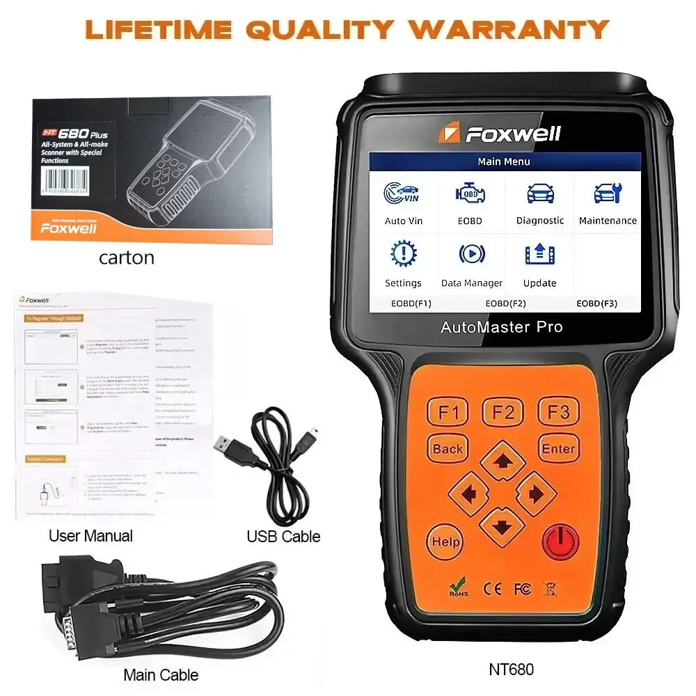 Foxwell NT680 Plus WIFI Все системы Obd2 Автомобильная диагностика добавление масляного света/сброса обслуживания + обновление EPB Foxwell NT680 Pro NT650 Elite