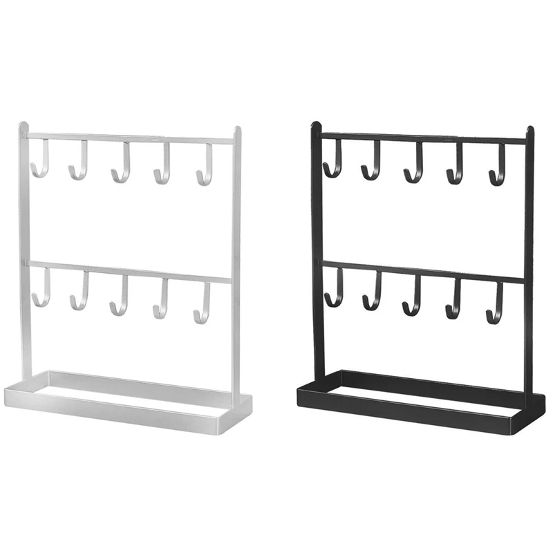 

ABP-2 шт. настольные железные ювелирные изделия, вешалка для сережек, ожерелье, кольцо, серьги, полка для сережек, черный и белый