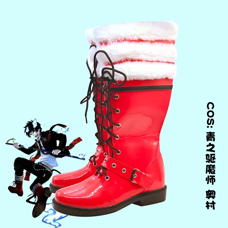 Anime Ao no Exorcist Blue Exorcist Okumura Rin Cosplay Shoes Boots Halloween Carnival Party Customize