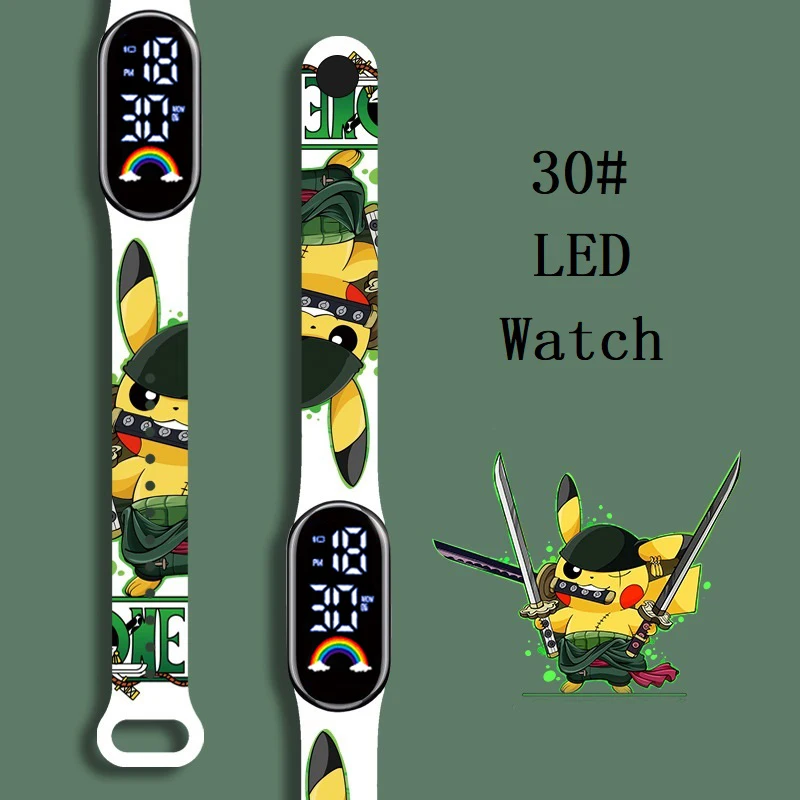 

Pokemon Strap LED Electronic Watch Fashion Colorful Bracelet Touch Waterproof Anime Character Pikachu Children's Birthday Watchs